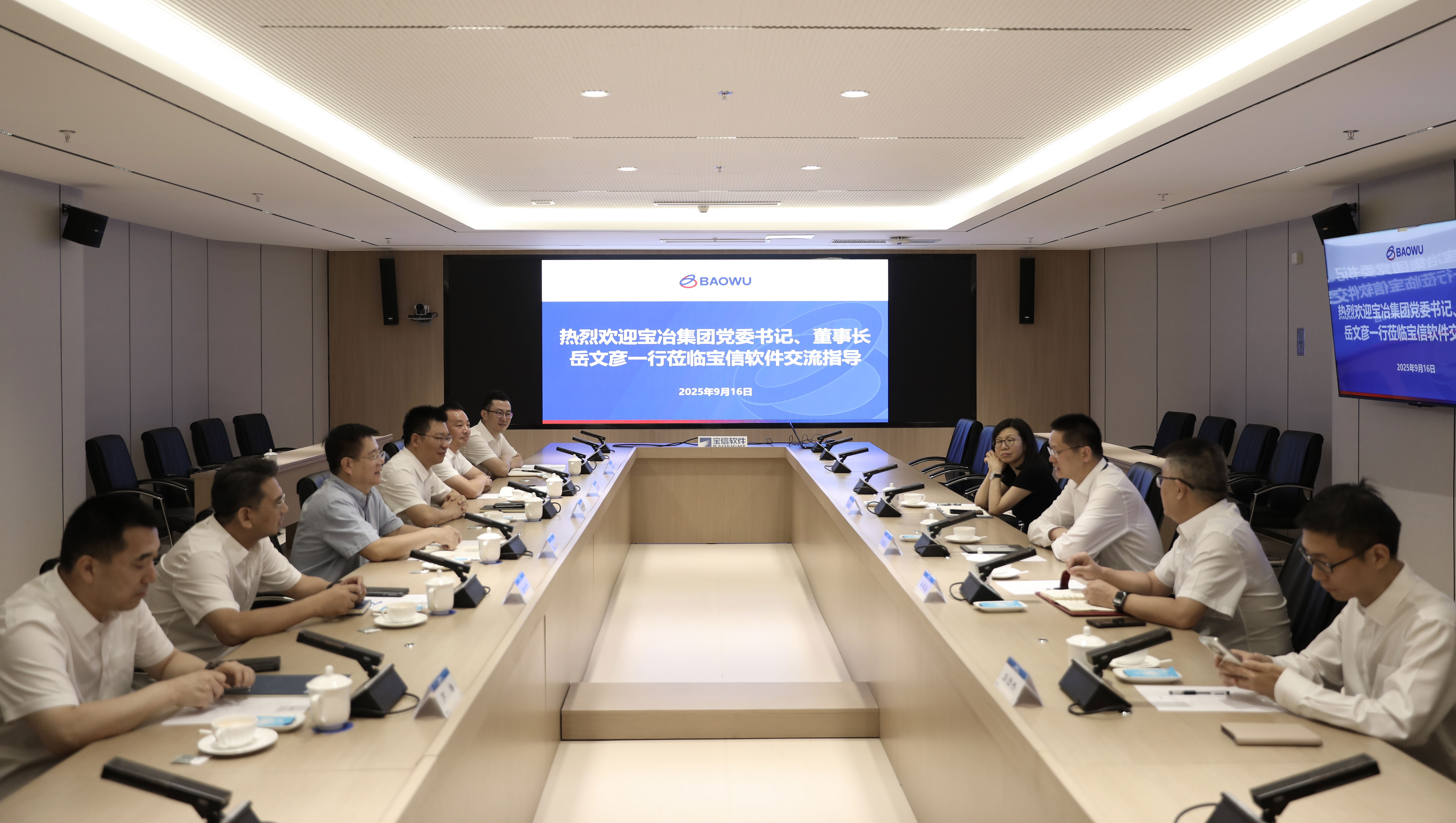 岳文彥一行拜訪寶信軟件黨委書記、董事長田國兵